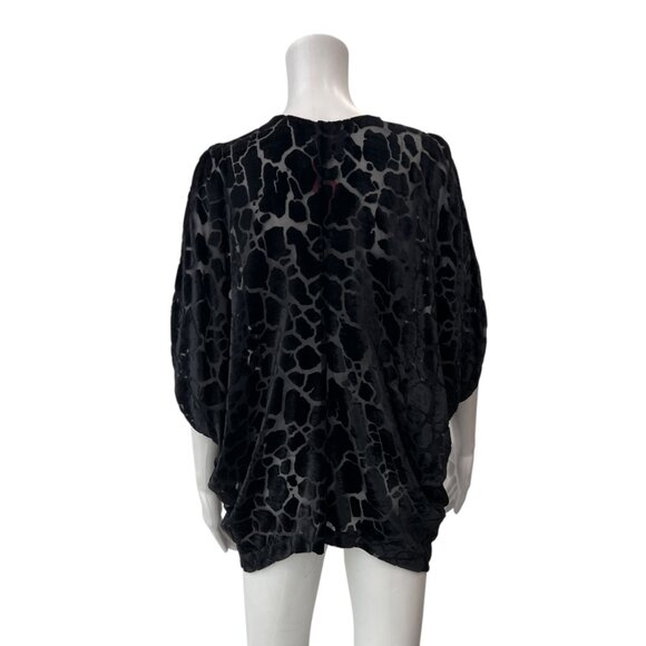 $595 Maria Cornejo Ikram Black Velvet Animal Print Sheer Cold Shoulder Top sz 8 - Picture 4 of 7